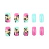 Short Press on Nails Summer Palm Tree Fake Nails Square