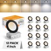 MAILCOS 12 Pack 4 Inch 5CCT Black Ultra-Thin LED Recessed