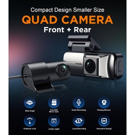 Dash Cam Front and Rear,2.5K 1080P Dual Dash Camera,64GB SD Card, Wi-Fi & App Control, 1.5’’IPS Display Car Camera, Voice Control, Night Vision, 24H Parking Mode, G-Sensor