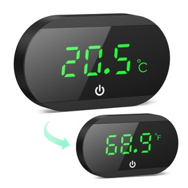 ORIA Aquarium Thermometer Digital, LED Display Fish Tank Thermometer, ℉/℃ Switchable, Wireless Tank Temperature Sensor with Touch Button, Stick-on Aquarium Temperature Gauge for Fish, Turtle(Black)