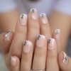 iBeautying Press on Nails - Shiny Short Flower Glitter Deco