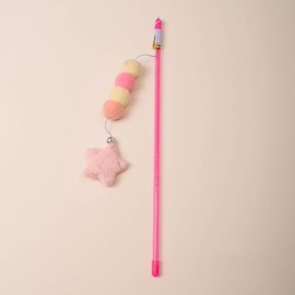 Pink Cat Stick Toy, Cat Teaser Wand Toys, Interactive Cat Toys, Elastic Rope Plush Ball Star Pendant Bite Comfortable Grip, Indoor Cats and Kitten Wand Cat Mice and Animals