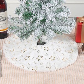 2 Pack 15 Inches Christmas Tree Skirt,Mini White Christmas Tree Skirt,Small Felt Tree Skirt,White with Snowflake Tree Mat,Xmas Tiny Skirts Decor for Xmas Party Tree Decor (Gold+Silver)
