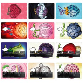 Pounchi Anime Fruit Credit Debit Card Decor Stickers Skin (12 Pcs) Cartoon Merch Gifts for Transportation Key Card and Personalizing Bank Cards Covering