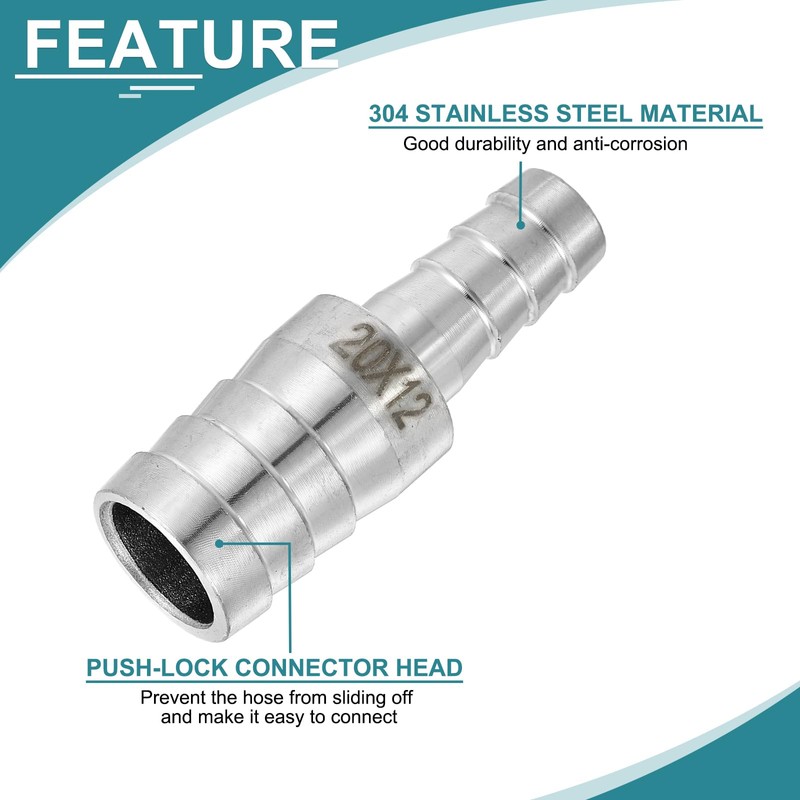 sourcing map 2Pcs 13/16" to 1/2" Hose Barb Reducer Pipe