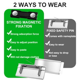 6 Stück Aluminium Name Badges, 7×2.2cm, Professional Magnet Name Plate with Paper Slot, Namensschilder Magnetisches, Magnetischer Ausweishalter für die Beschriftung