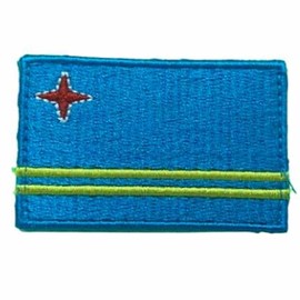 Aruba Flag Embroidered Patch National Emblem Patches by MIG Atlanta (Hook and Loop, 5"x3")