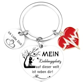 Valentine's Day Couple Gifts Keyring with Engraving Meaningful Anniversary Christmas Wedding Anniversary Gifts for Him Her Husband Wife Girlfriend Boyfriend Birthday Gift Love Gifts, Sliver