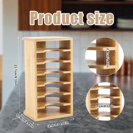 PEUTIER Cup Lid Organiser for Cupboard, Bamboo Lid Holder, Water Bottles Lid Organiser, Vertical Cup Lid Organiser for Cupboard, Kitchen, Worktop, Coffee (7-Tier)