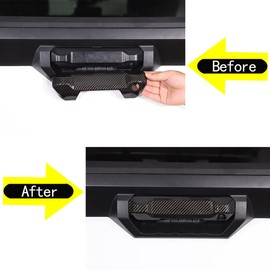ABS Chrome Car Black Outer Tailgate Handle Tail Gate Liftgate Compatible for Toyota Tundra 2022 2023 Exterior Accessories (Carbon Fiber Look)