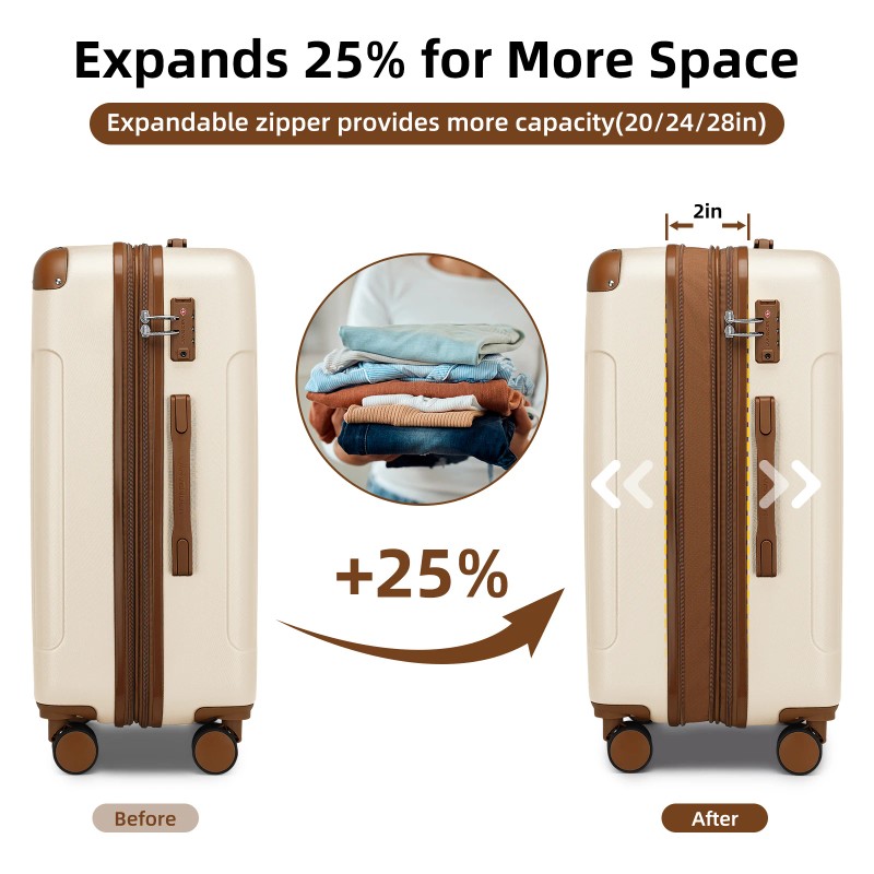 Cream Beige Expandable 6 Pcs Luggages Set Factory Product with
