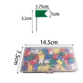 100 Pieces Map Thumb Tacks Colourful Drawing Push Pins with Storage Box Travel Map Push Pins Decorative Map Tacks for Map Drawing Board Decorative Office School