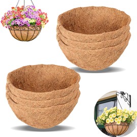 XXFBJNMD 6 Pack 12 Inch Coco Liners Replacement, Round Hanging Basket Liners 100% Natural Coconut Coir Liners for Hanging Basket Planters Flowers Vegetables