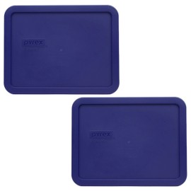 Pyrex 7211-PC 6-Cup Navy Blue Rectangle Plastic Food Storage Lid (2-Pack) - Made in USA