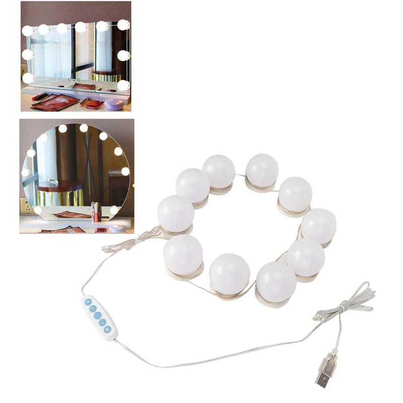 10Pcs USB LED 5 Color Temperature Light Bulb for Makeup