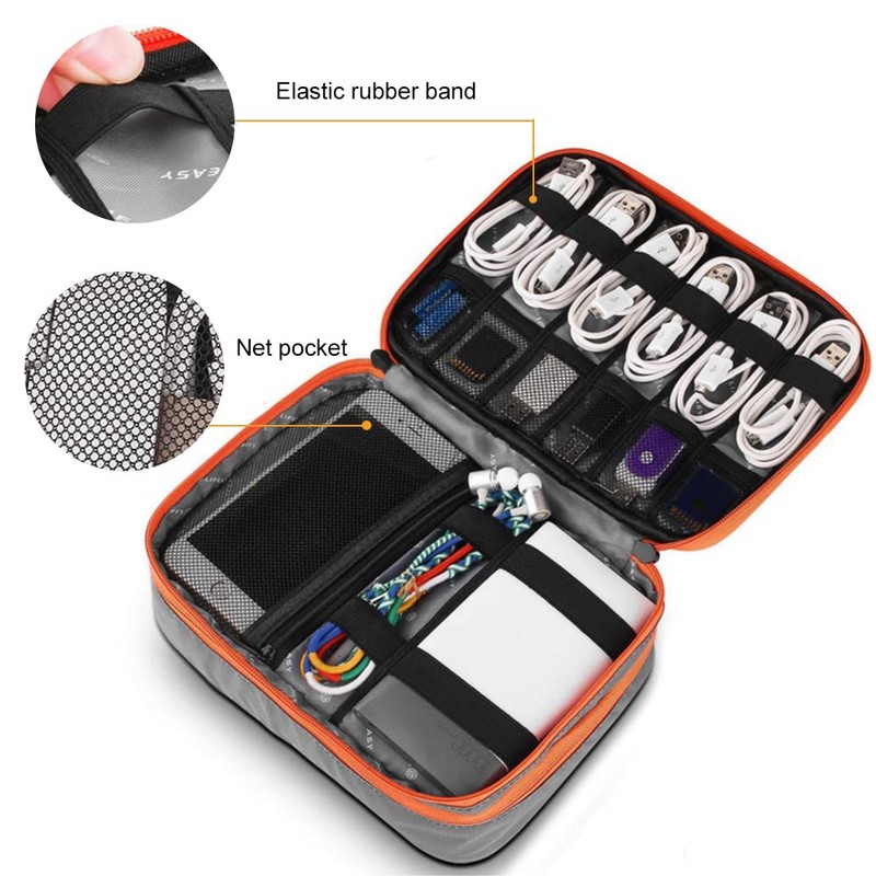 Gocokia Double Layer Electronic Accessories Organizer, Handle Waterproof Travel Cable