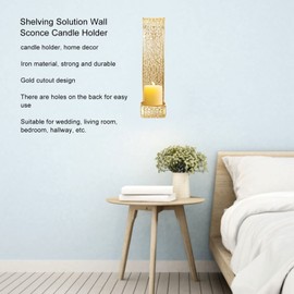 Shelving Solution Wall Sconce Candle Holder Gold Hollow Carved Exquisite Details Metal Wall Candle Holder for Bedrooms