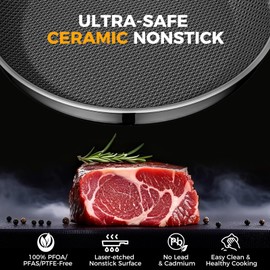 ZEROPAN Non Stick Frying Pans,Hybrid Nonstick 9.5 Inch Frying Pan,Stay-Cool Handle,Dishwasher-Friendly,Nonstick Frying Pan,Oven-Safe,Works on Induction,Ceramic and Gas Cooktops