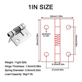 Pack of 5 Self-Closing Spring Hinges, 304 Stainless Steel Hinge Mini Folding Hinges for Cabinet Doors, Jewellery Boxes (1 Inch)