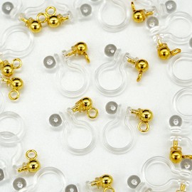 Non-Hole Earrings, Resin Parts, With King, Horizontal Ring, Vertical Ring, Gold, Hypoallergenic, Earrings, 10 Pairs 20 Pieces