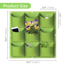 AkiiGer Wall Planting Bags - 9 Pockets Hanging Grow Bags, Living Vertical Planter for Home Office Balcony Decor, Green