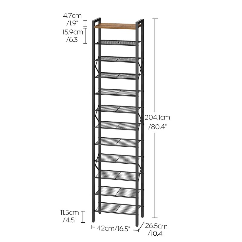 YATINEY 12-Tier Narrow Shoe Rack, Tall Shoe Rack for 12-24