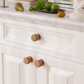 FURNIWARE Pack of 10 Knurled Cabinet Knobs, Champagne Bronze Cabinet Knobs, Solid Cupboard Handles with 2 Sizes Screws, Round Single Hole for Kitchen, Dresser, Wardrobe, Chest of Drawers, Furniture