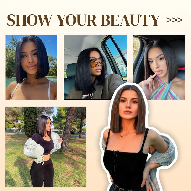 aallinine 13x4 Lace Front Bob Wigs Human Hair HD Lace