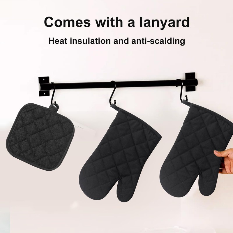 2-Pack Heat Resistant Oven Mitts & Hot Pads - 428°F/220°C