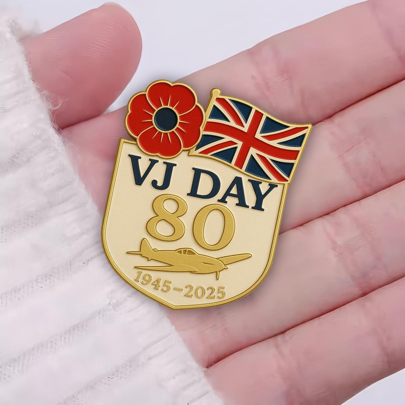 VJ Day 80th Anniversary Pin Badge Lapel 2025 Decorations, Remembrance