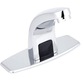 Automatic Infrared Sensor Touch-Less Faucet Chrome Bathroom Sink Faucet,Automatic Sensor Vanity Faucets with Hole Cover Plate Hands Free Bathroom Water Tap with Control Box and Temperature Mixer