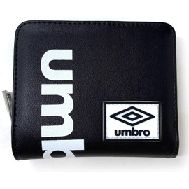 Umbro Wallet, Double Logo, Bill Compartment, Round Zipper, Bifold Wallet, Brand Plate, Logo, Men's, Women's, Boys, Unisex, Black