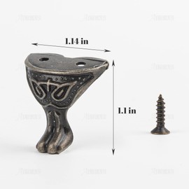 AUEAR, 20 Pack Antique Brass Wood Case Jewelry Chest Storage Box Decorative Hardware Feet Leg Metal Corner Protector