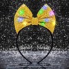 Formery Sequin Bow Headband Gold Light Up Bowknot Hairband Glitter