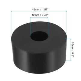 PATIKIL Anti-Vibration Washers 40mm Outer Diameter 12mm Inner Diameter 20mm Thickness 4pcs Rubber Round Anti-Mechanical Damping Foot Pad Black