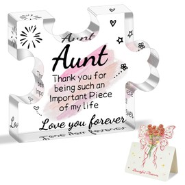 Aunt Gifts from Niece - Engraved Aunt Birthday Acrylic Puzzle Plaque- Shaped Plaque Desk Decorations Present for Birthday, Thanksgiving,Christmas, Mothers Day