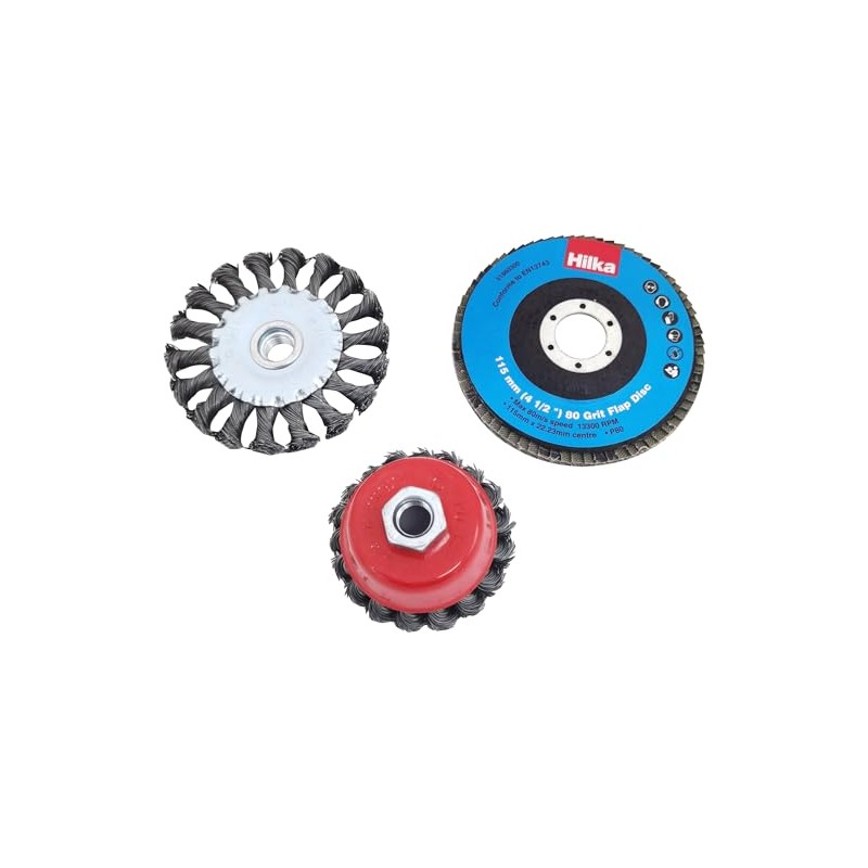 Hilka 51960300 3 pce Wire Brush & Wheel Set for
