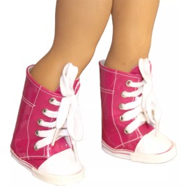 Unbranded CLOSEOUT! Dark Pink High Tops Shoes Sneakers Boots fit American Girl Size Doll