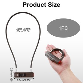 Combination Cable Lock, Long Shackle Padlocks with Code Wire Rope 4-Digit Combo Lock for Travel Luggage Outdoor Fence Gate Luggage Safe Scooter Refrigerator Cabinet(23.6inch/60cm Gray 1pc)