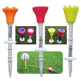 BIRDIE79 Premium Big Head Silicone Golf Tees 3-1/4 - Adjustable Height, Easy Tee Up, Durable Design with Golf Tee Hanger - 1 Pack (9)