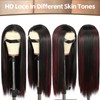 13X6 Black and Red Glueless Synthetic Lace Front Wig 26IN