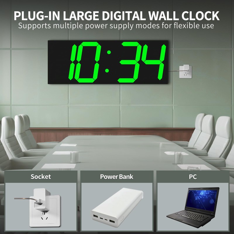 CHKOSDA 18.7in Large Digital Wall Clock,LED Digital Clock whih Big
