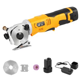 MXBAOHENG Electric Scissors Cordless Cardboard Cutter Round Knife Cutting Machine Portable Rotary Cutter for Cutting Fabric Leather Carpet (1 Battery)