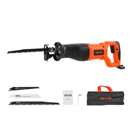 VEVOR Corded Reciprocating Saw, 120 Volt 7.5 Amp, 2800 SPM Variable Speed, 1-1/8 inch Stroke Length, Electric Reciprocating Saw with 8 Blades and Carrying Bag, for Wood, Metal, and Plastic Cutting