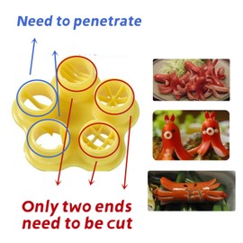 Julyupoli 5 in 1 Flower Crab Octopus Style ham Sausage Cutter DIY Crab Octopus bento Making Tool BBQ hot Dog Cutter Kitchen Cutting Mould Set DIY Lunch