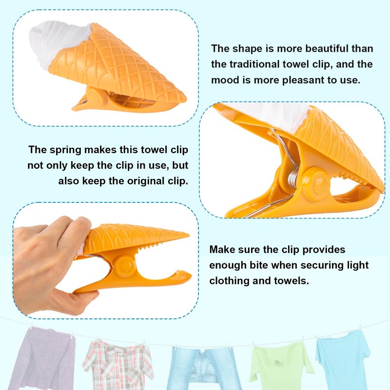 GWAWG 2 PCS Ice Cream Shaped Durable Quilt Towel Clip