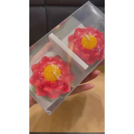 Mega Market Vintage Red Lotus Shaped Flower Candles - Small Size