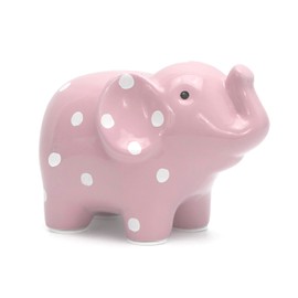 Child to Cherish Ceramic Polka Dot Elephant Piggy Bank for Girls, Pink