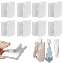 NPENGHUI 8 Pack Large Self Adhesive Clips Wall Tapestry Hanger No Drilling Adhesive Towel Holder Wall Tapestry Clips for Hanging Posters Photos Postcard Clip for Home Office School Decor (White)