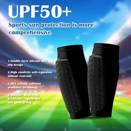 1 Paar Fußball Schienbeinschoner Kinder und Jugendliche, Schienbeinschoner für Fußball mit Wabenstruktur, Kollisionsschutz, Atmungsaktiv, Sonnenschutz, Schnell Trocknend